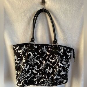 Thirty-One Black and White Floral Tote